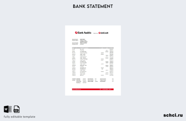 цифровая загрузка шаблона Excel банковской выписки Austria Bank в Австрии